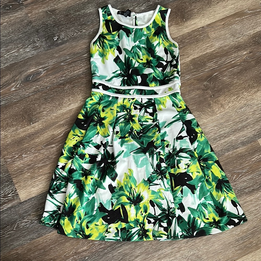 INC International Concepts Floral Dress - Green and Yellow